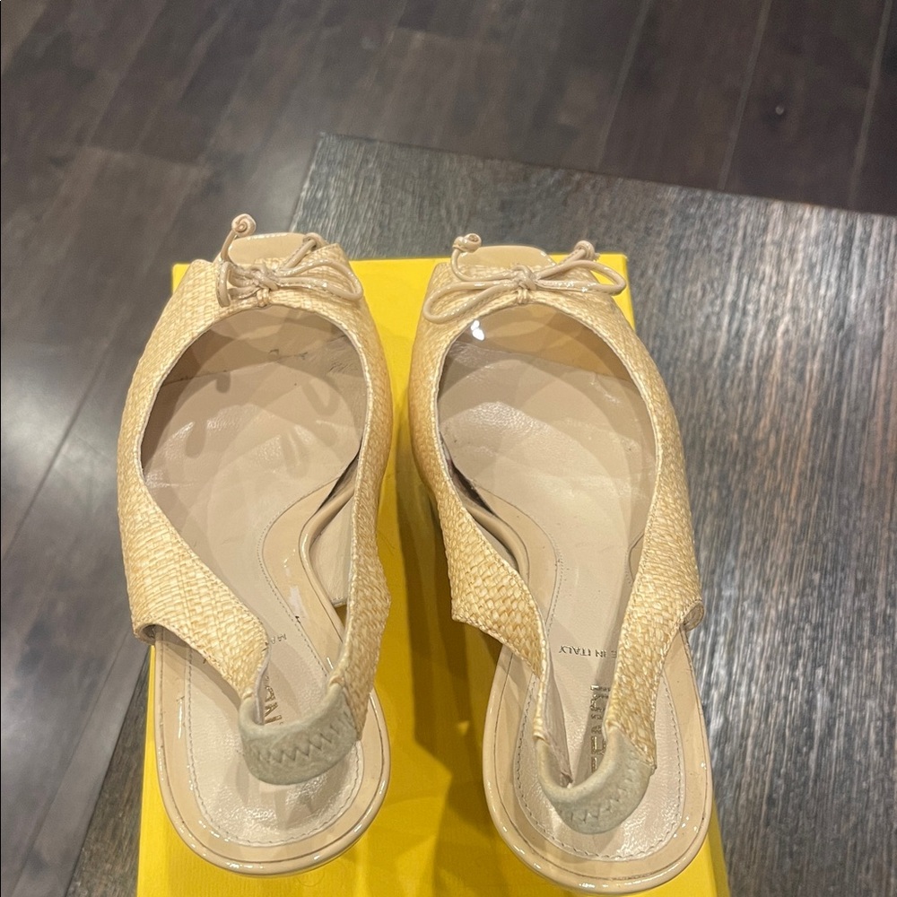 Fendi Beige Peep-Toe Slingback Heels - Picture 2 of 6